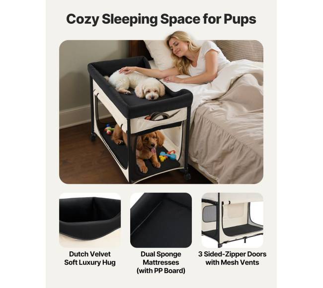 Sulankstoma aukšta šuns lova su ratais ir maišeliais XL2