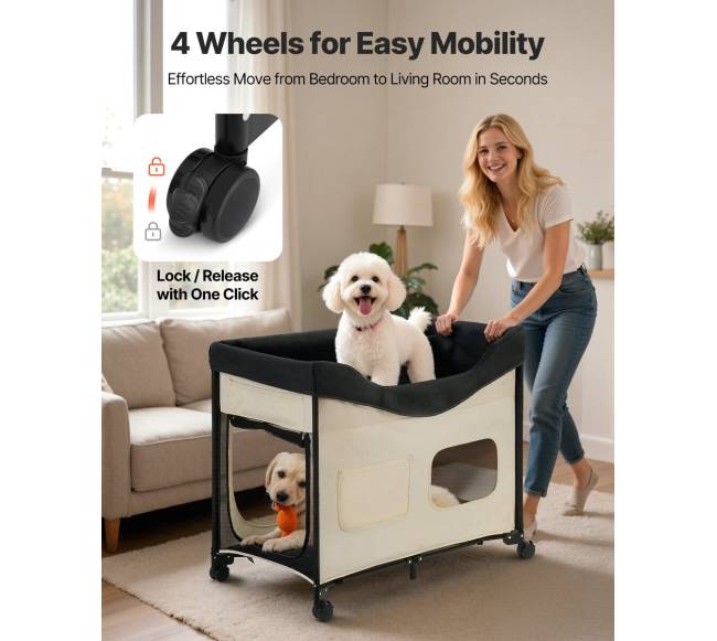 Sulankstoma aukšta šuns lova su ratais ir maišeliais XL4