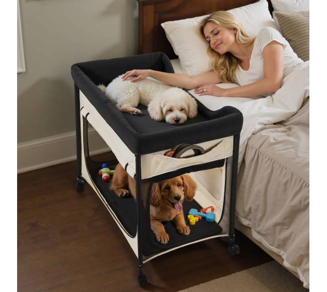 Sulankstoma aukšta šuns lova su ratais ir maišeliais XL7