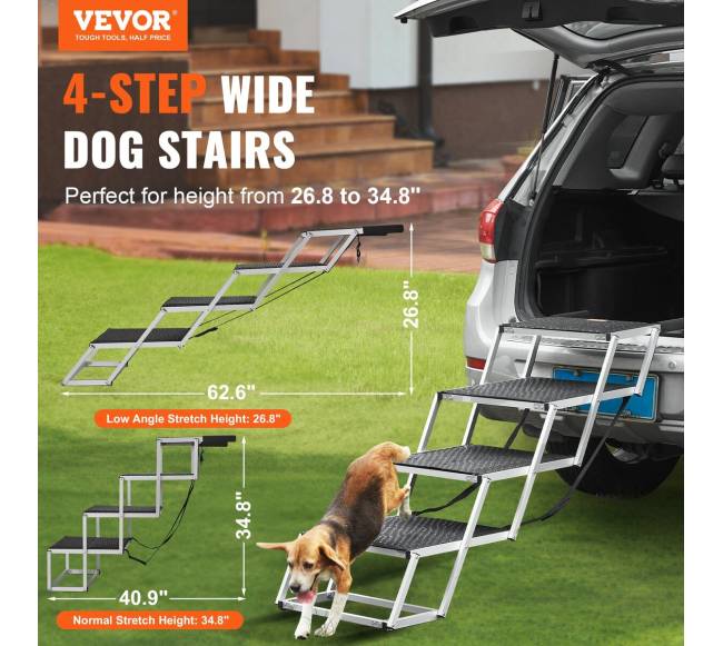 Keturios laiptelių sulankstomos šunų kopėčios automobiliams1