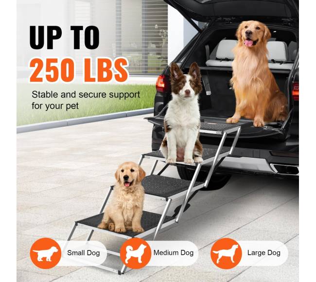 Keturios laiptelių sulankstomos šunų kopėčios automobiliams2