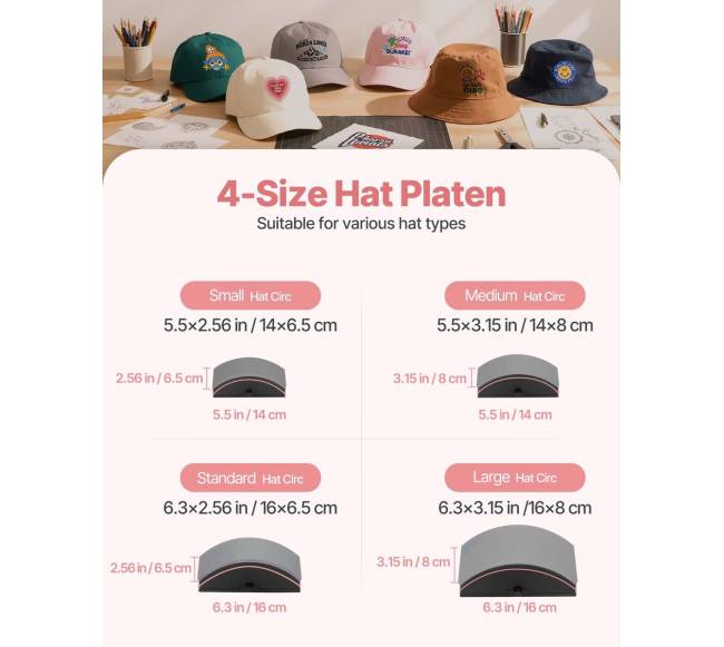 Kepurių spaudos presas su 4 plokštelėmis2