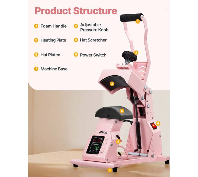 Kepurių spaudos presas su 4 plokštelėmis5