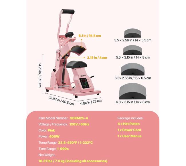 Kepurių spaudos presas su 4 plokštelėmis6