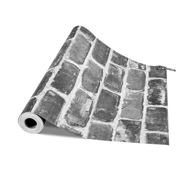 Pilkas lipnus tapetas 45cm x 10m miegamajam8