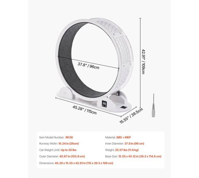 Baltas kačių bėgimo ratas su pedometru6