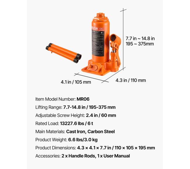 Hidraulinis butelinis keltuvas 6 t automobiliams6