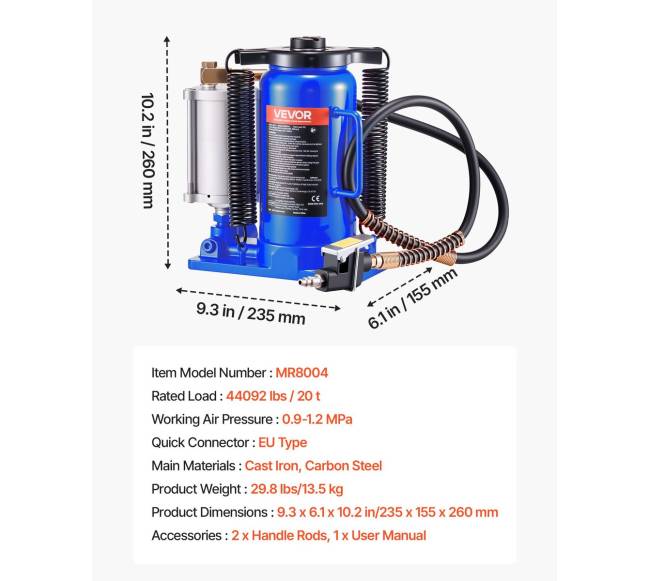 Hidraulinis butelio keltuvas 20 tonų mėlynas6
