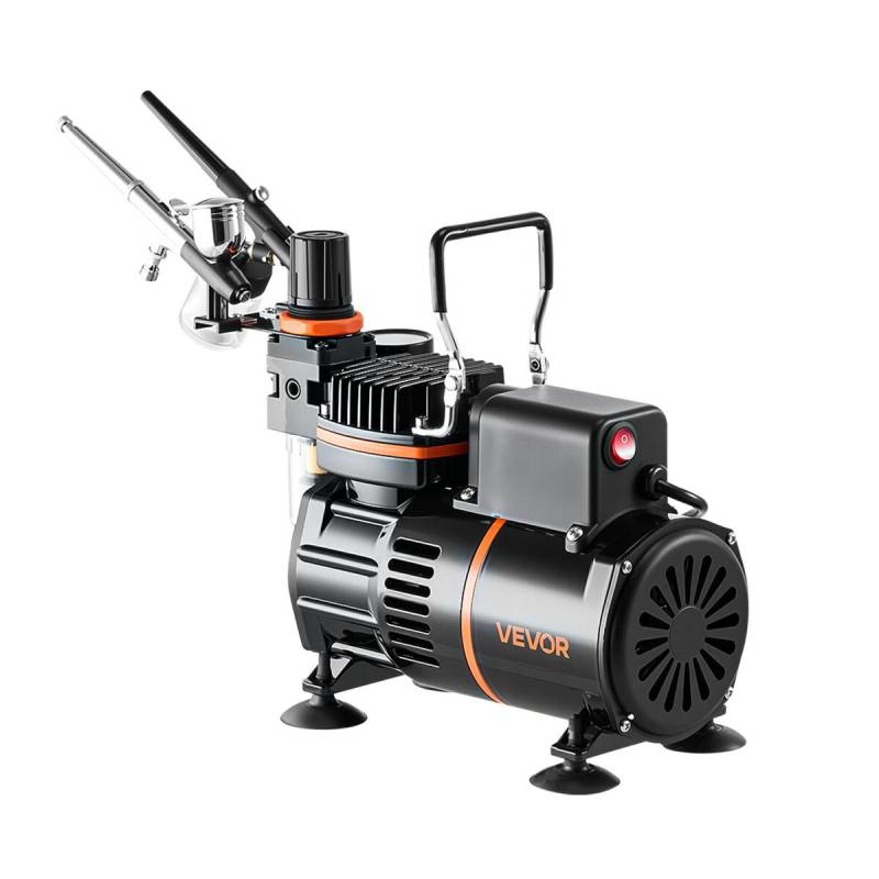 Aerografas su kompresoriumi ir 3 purkštukais0