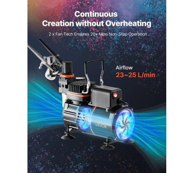 Aerografas su kompresoriumi ir 3 purkštukais4