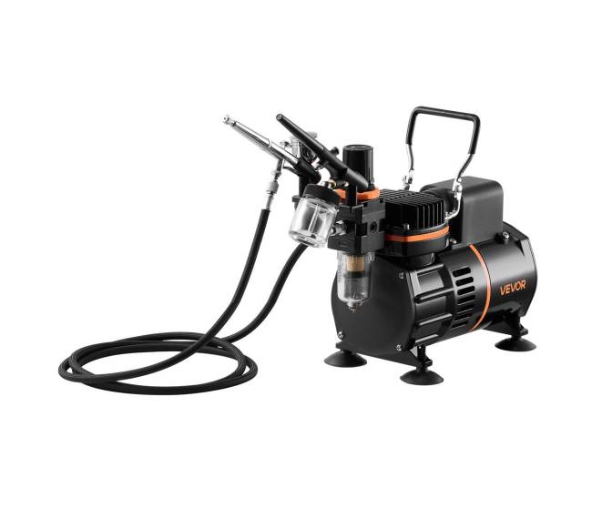 Aerografas su kompresoriumi ir 3 purkštukais8