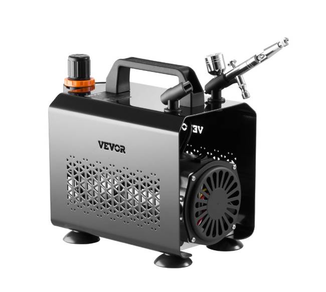 Aerografų rinkinys su kompresoriumi ir 3 antgaliais0