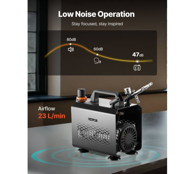 Aerografų rinkinys su kompresoriumi ir 3 antgaliais4