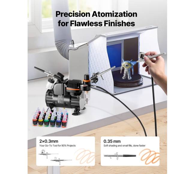 Aerografų rinkinys su kompresoriumi1