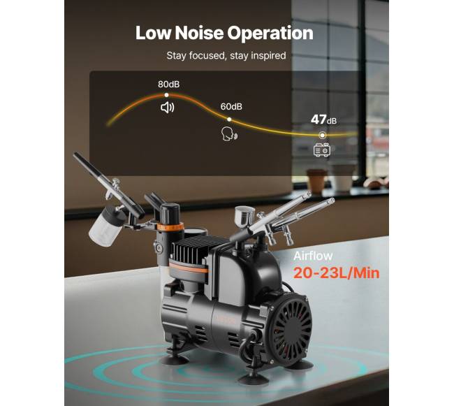 Aerografų rinkinys su kompresoriumi4