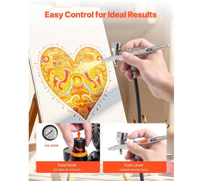 Aerografų rinkinys su kompresoriumi3