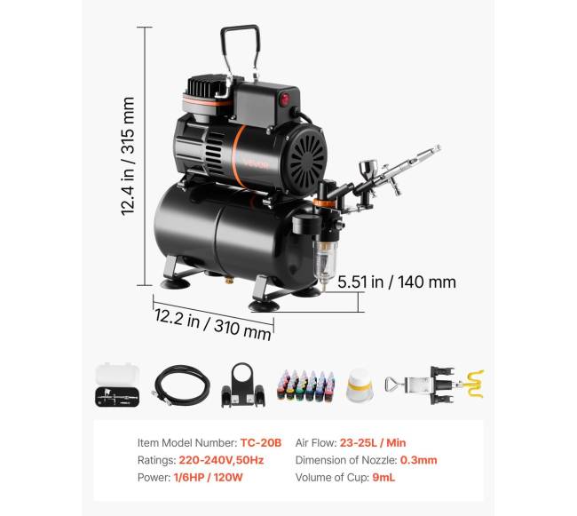 Aerografų rinkinys su kompresoriumi6