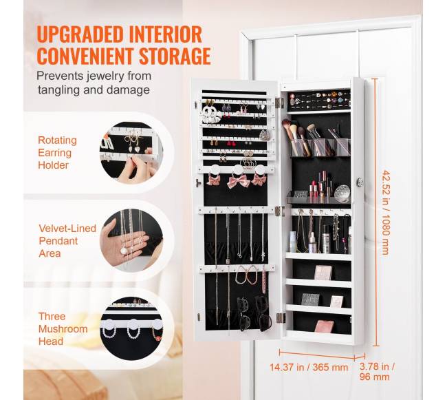 Veidrodinė papuošalų spinta su užraktu3