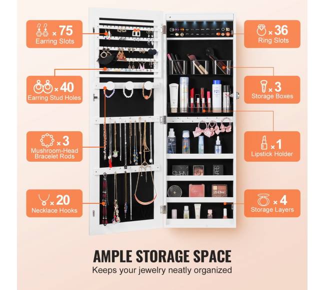 Veidrodinė papuošalų spinta su užraktu4