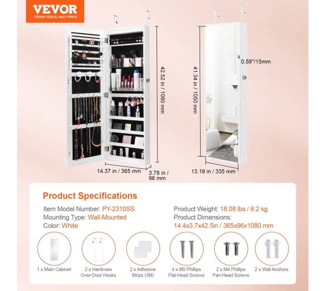 Veidrodinė papuošalų spinta su užraktu6