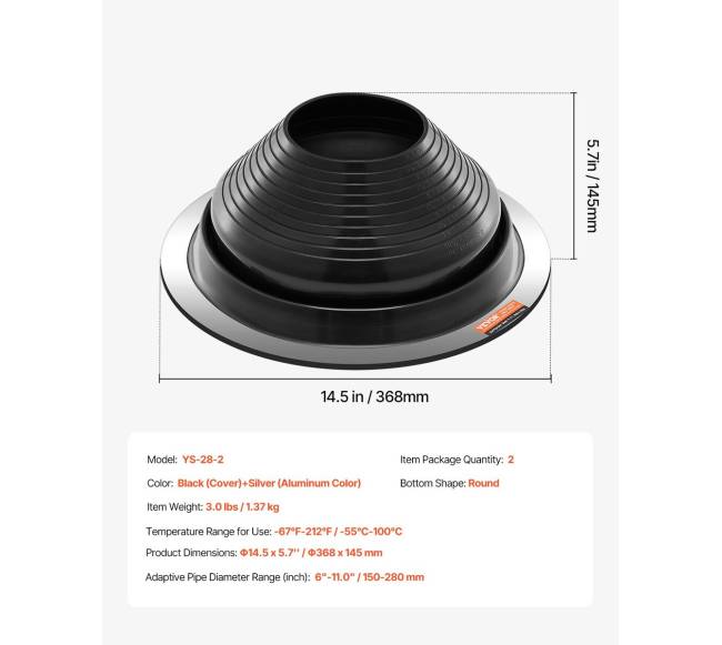 2 vnt. metalinės stogo vamzdžių apsaugos 150-280 mm6