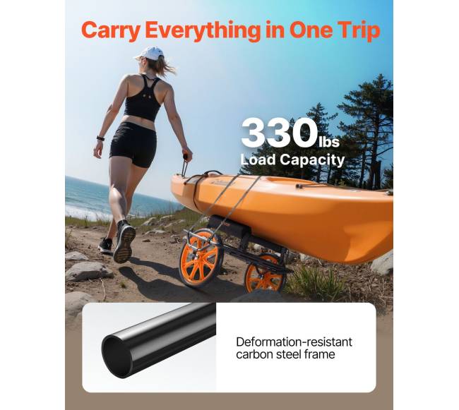 Kanojų vežimėlis su guminiais ratais ir atrama1