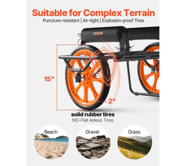 Kanojų vežimėlis su guminiais ratais ir atrama2