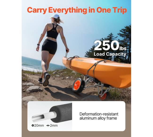 Sulankstomas vežimėlis baidarėms 113 kg1