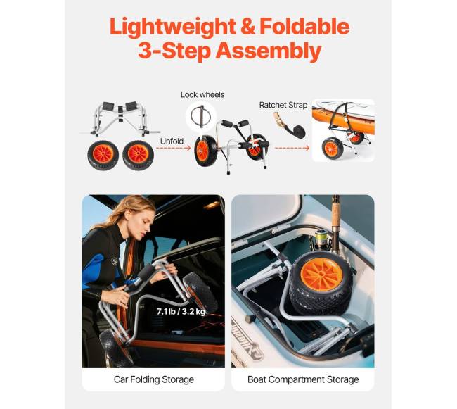 Sulankstomas vežimėlis baidarėms 113 kg5