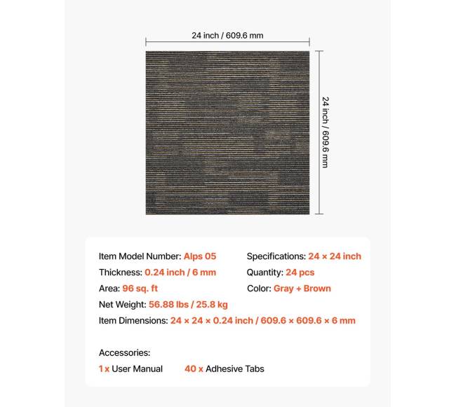 Modulio kiliminė danga, 24 vnt., pilka ir ruda6