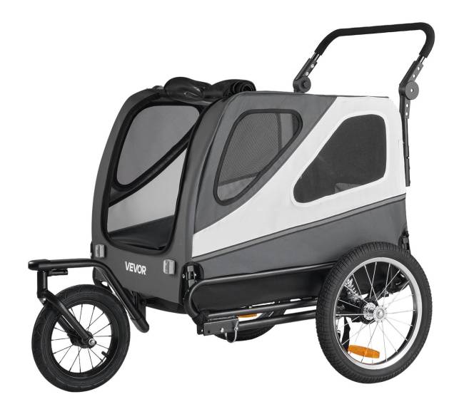 Šuns dviračio priekaba su vežimėliu0