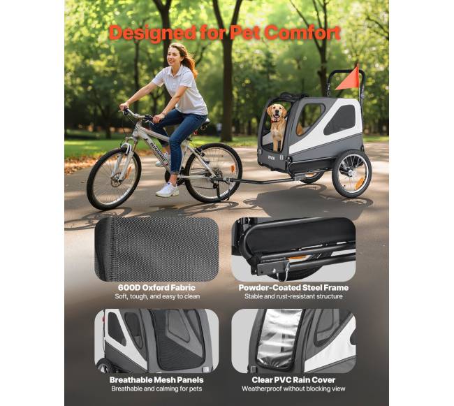 Šuns dviračio priekaba su vežimėliu3