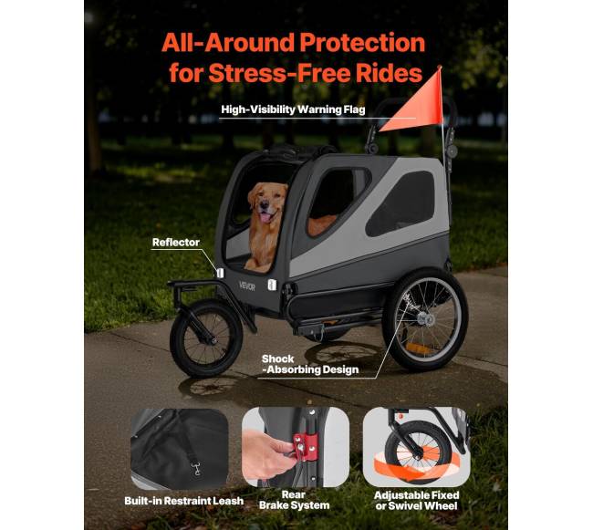 Šuns dviračio priekaba su vežimėliu4