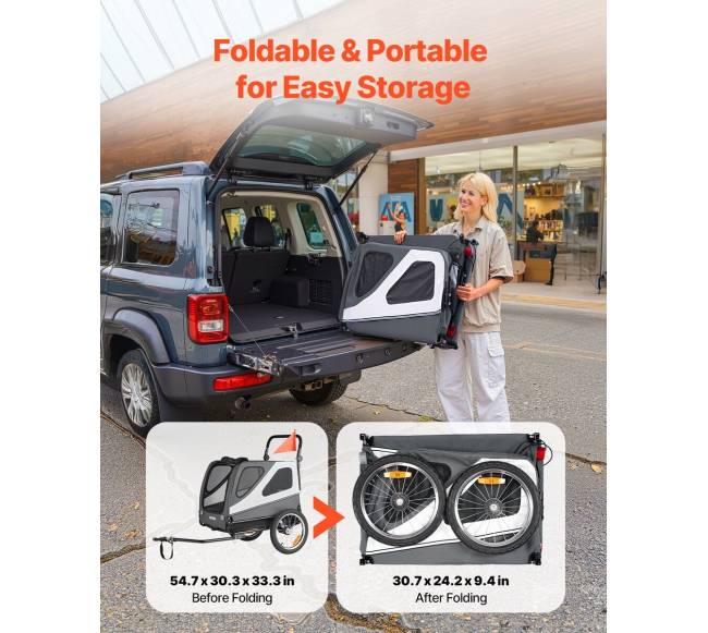 Šuns dviračio priekaba su vežimėliu6