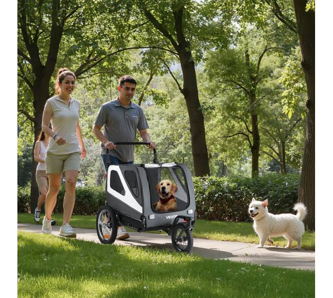 Šuns dviračio priekaba su vežimėliu7