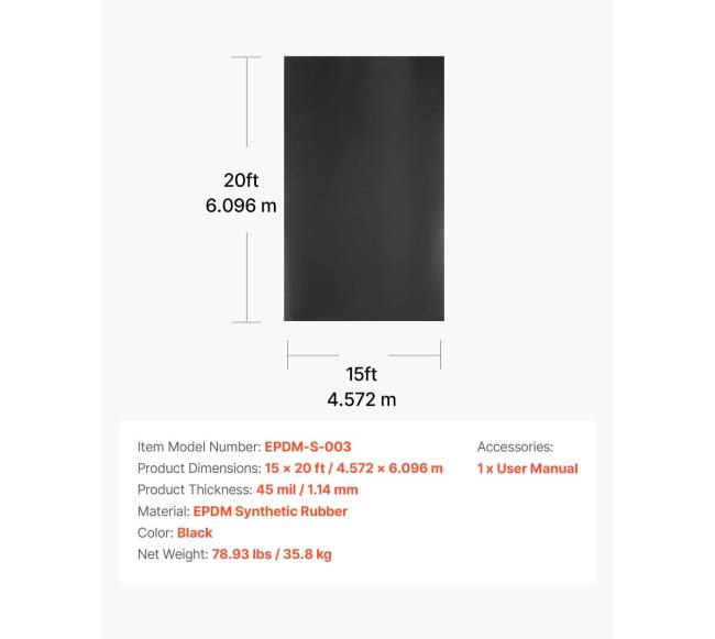 EPDM gumos danga 4.5 m x 6.1 m6