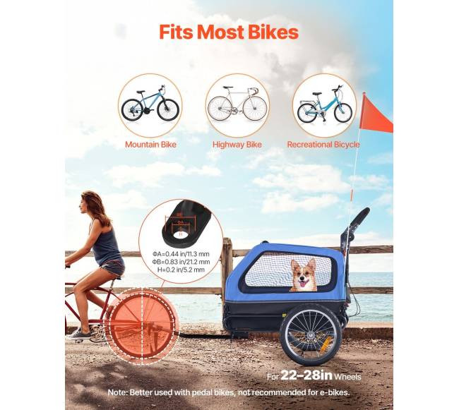 Šunų dviračių prikabinamas vežimėlis 2-in-11