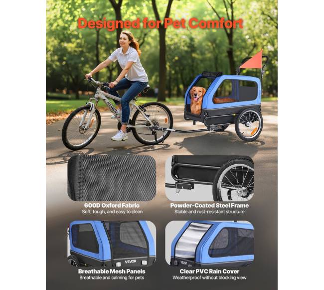 Šunų dviračių prikabinamas vežimėlis 2-in-13