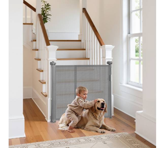 Pilkas ištraukiamas vaikiškas vartelis7