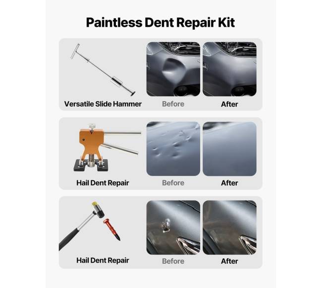 Be dažų įlenkimų šalinimo komplektas 61 vnt.1