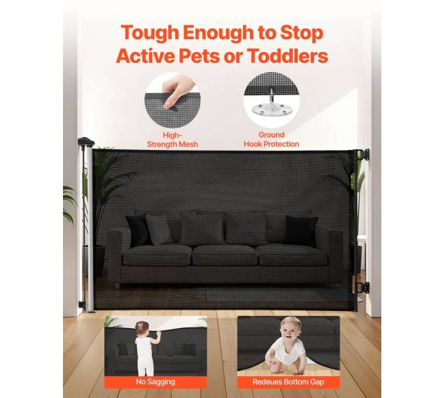 Atitraukiami kūdikių varteliai, 145 cm, juodi1