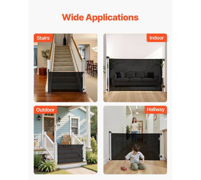 Atitraukiami kūdikių varteliai, 145 cm, juodi6