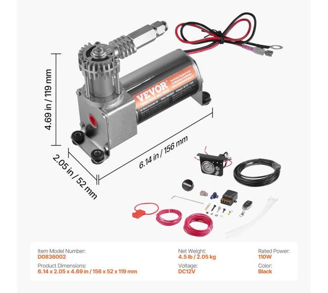 Oro pakabos kompresoriaus rinkinys 12V6
