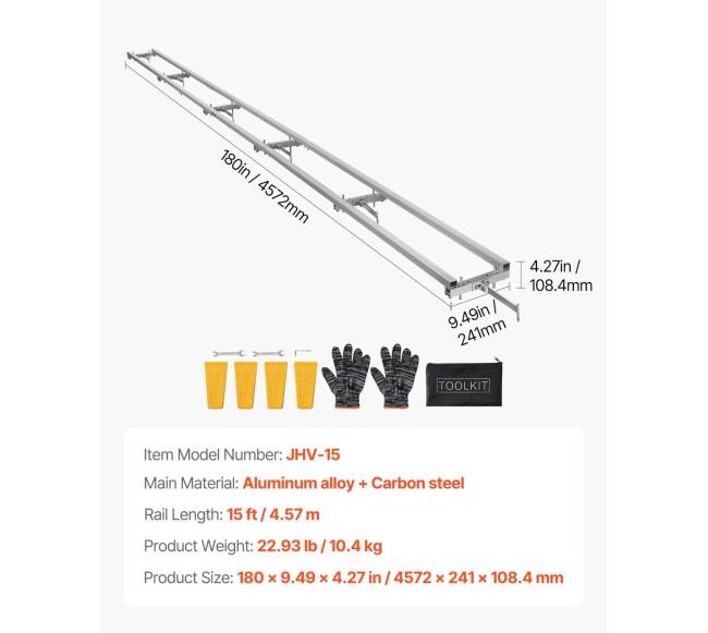 bėginė pjovimo sistema, 4.57 m grandininio pjūklo rinkinys6