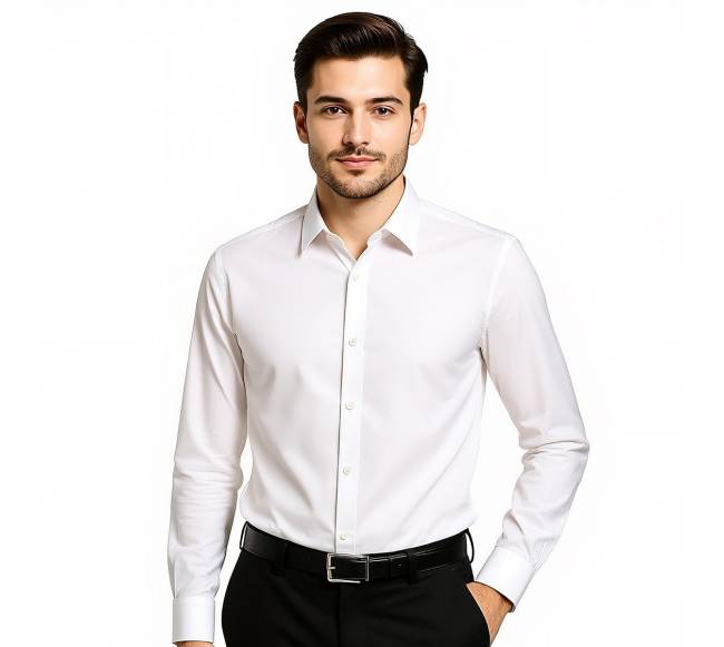 Vyriški balti marškiniai su ilgomis rankovėmis7