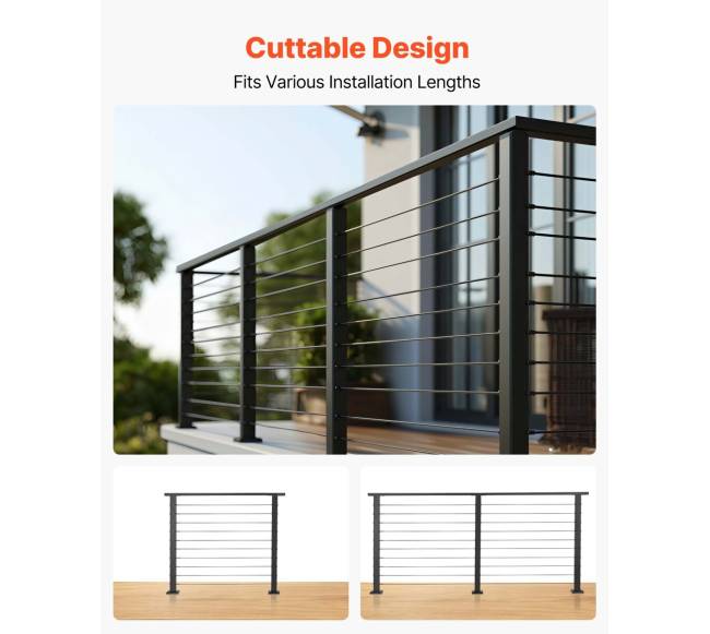 198 cm kabelių turėklų komplektas su stulpeliu2