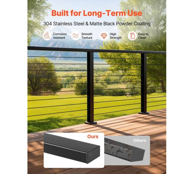 198 cm kabelių turėklų komplektas su stulpeliu3