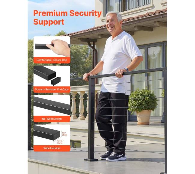 198 cm kabelių turėklų komplektas su stulpeliu4