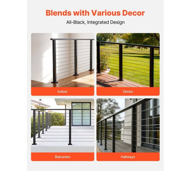 198 cm kabelių turėklų komplektas su stulpeliu5