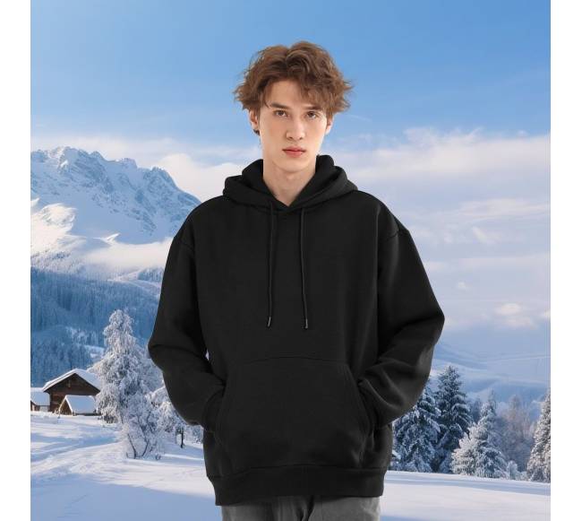 Vyriškas juodas džemperis su kapišonu XXL7